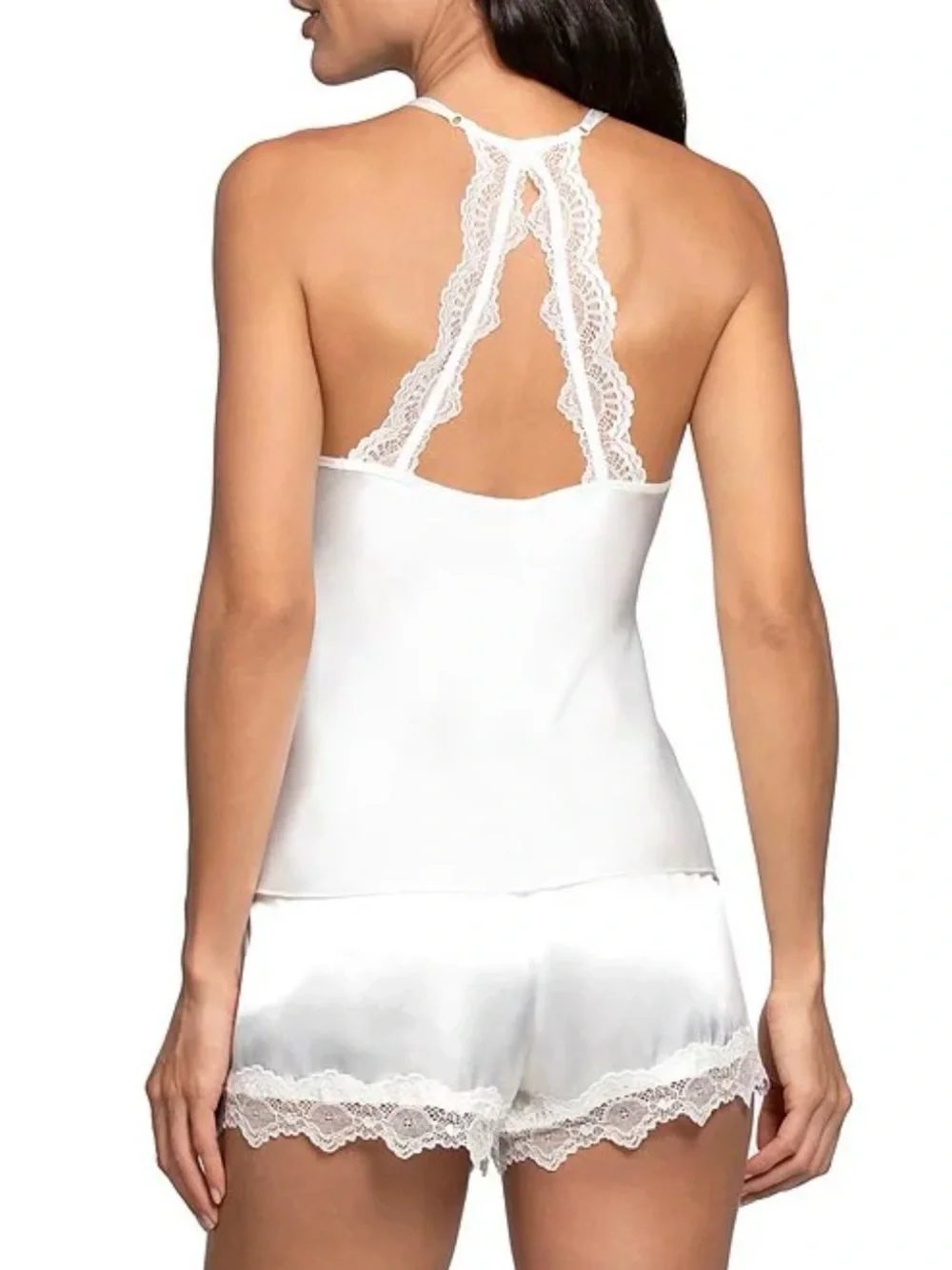 In Bloom White Satin Lace Cami & Short Sleep Set